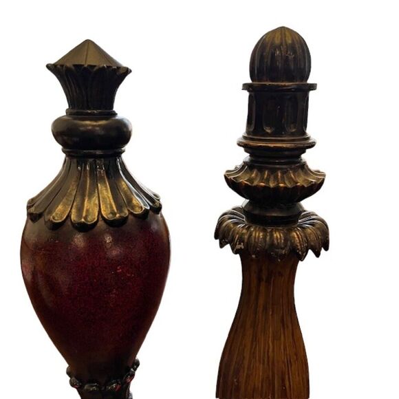 Two Vintage Look Finnials Deep Red and Brown - Picture 2 of 5